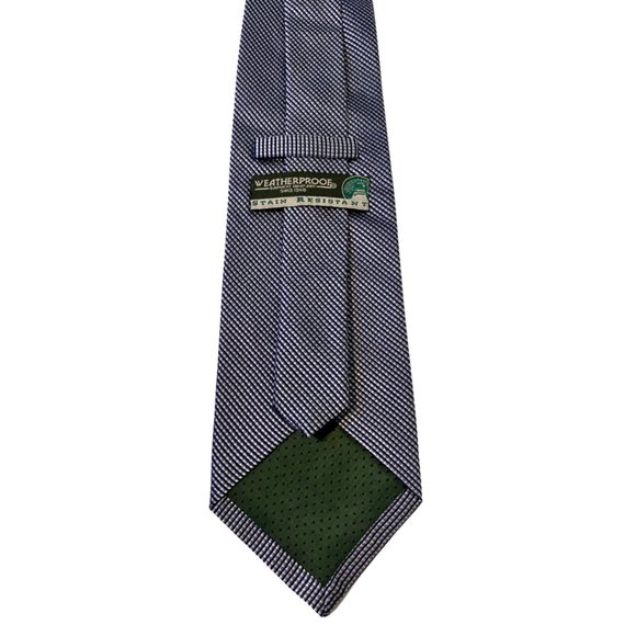 WEATHERPROOF Dark Blue Textured 100% Silk Tie | 57.5" | Men's, Classic, Work - Picture 6 of 7